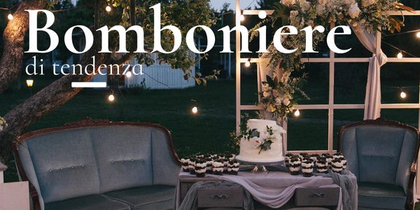 Sala della festa con bomboniere di tendenza